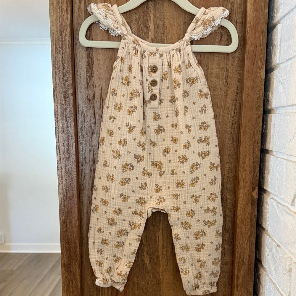 Charming Floral Beige Kids Romper